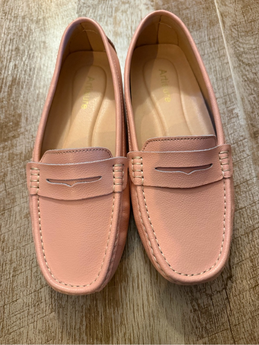 artis Blush Pink Leather Penny Loafers for Men